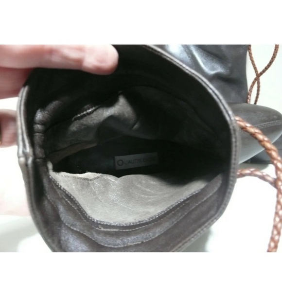 O L'AUTRE CHOSE Brown Leather Platform Heels Pull On Booties 37.5 - Picture 10 of 14